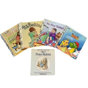 Lot Of Vintage 80s Books For Kids: Little Golden Books + Peter Rabbit By Beatrix